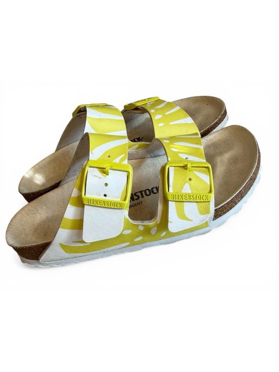 Birkenstock Arizona Monstera White/Lime Sour Birko-Flor Sandals EU 37 US 6 - Picture 2 of 9